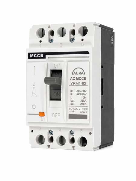 Автоматичний вимикач AURA YRM1-125/3300 Molded Case Circuit Breaker 3P 100A 400V