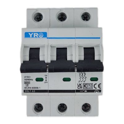 Автоматичний вимикач  YRO YRL7-63 AC Circuit Breaker 6KA 3P 230Vac 80A
