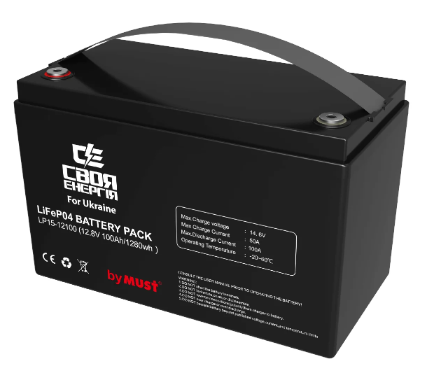 MUST Акумулятор LP1500-12100 12V 100Ah LiFePO4
