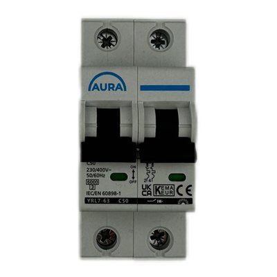 Автоматичний вимикач AURA YRL7-63 AC 6KA 2P 230V 50A