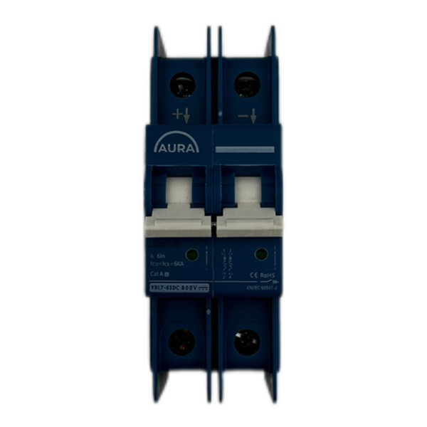 Автоматичний вимикач AURA YRL7-63DC 800V 2P 20A